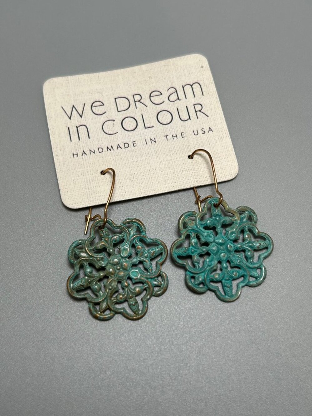 VINTAGE We Dream in Colour Verdigris Filigree earrings